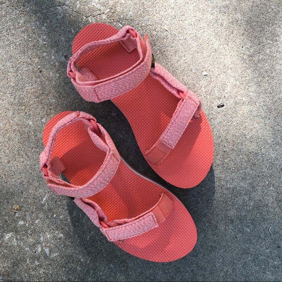 **SOLD***Orange and white platform Tevas - Picture 2 of 5